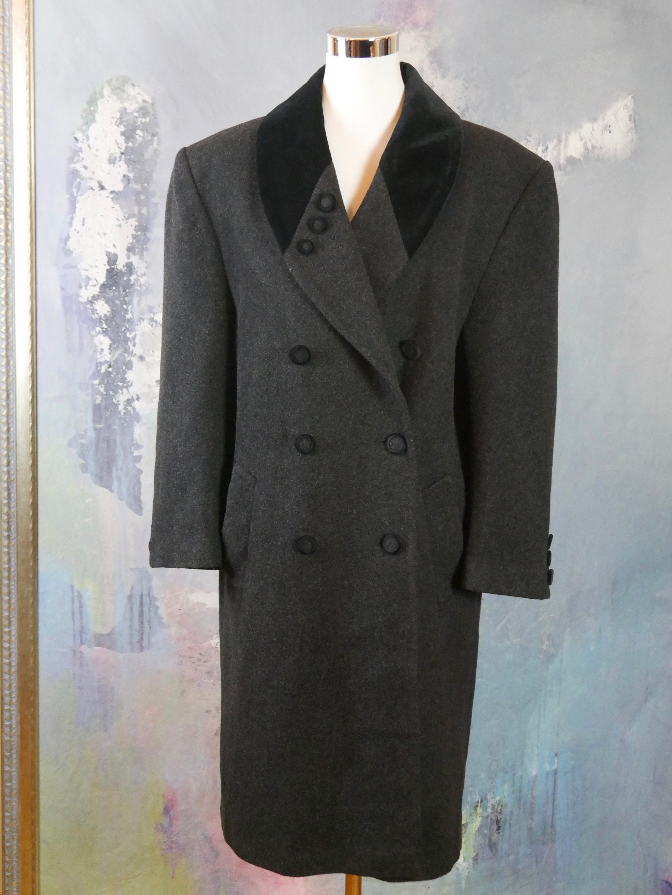 ジャケット・アウター Vintage Double Breasted Wool Long Coat Double Breasted Wool Long Overcoat – Vintage Jacket