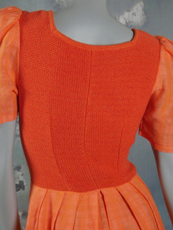 Orange Linen Prairie Dress, 1990s Vintage Short P… - image 10