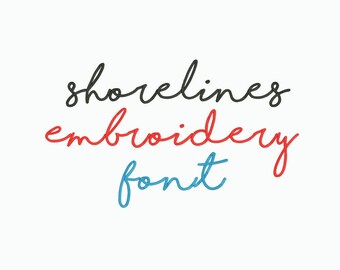 Shorelines Embroidery Font 5 Size Machine Embroidery Font,Embroidery Font,Monogram Alphabet,Instant Download,8 Formats Embroidery Pattern