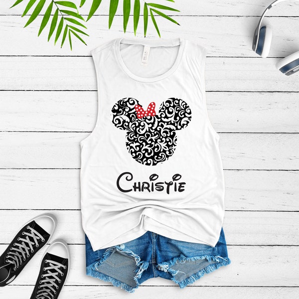 Disney Swirl Muscle Tee Disney Group Shirts, Disney Womens Shirt, Disney Family Shirt, Disney Head Shirt, Minnie Mouse Shirt, Disney Tank