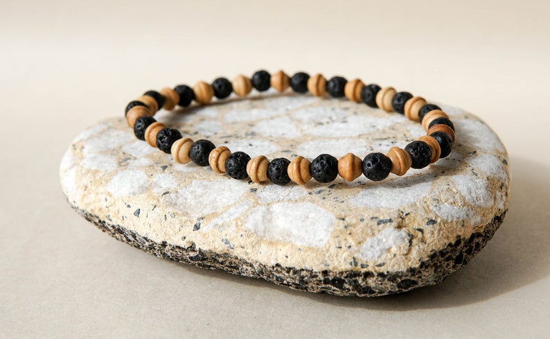 Surfer Anklet Lava Rock and Wood ankle bracelet,Beach Anklet Foot Ankle Bracelet Boho Anklet Anklet Lava and Wood Bead Ankle Unisex anklet