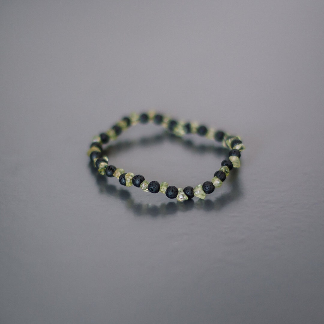 Péridot Olivine en BAGUE pierre, bracelet de minéraux et perles