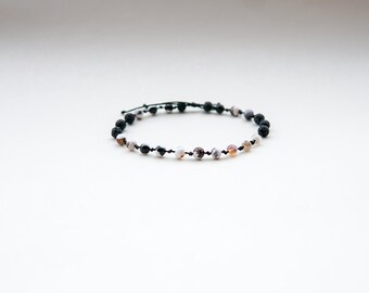 Anklet, Adjustable Women Anklet, Lava beads, Agate Stone, Knotted Anklet, Anklet For Summer, Anklet Lovers, Black Anklet, Diffuser Anklet