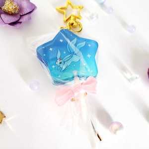 FFXIV Emerald Carbuncle Star Lollipop Keychain Charm