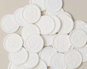 White 'Foliage' Self Adhesive Wax Seal Stickers for Wedding, Wax Seal Stamps, UK Envelope Wax Seal Stickers, Invitation Envelope Stickers