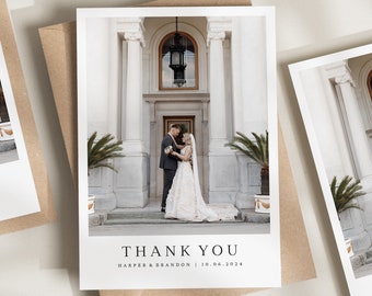 Simple Wedding Thank You Cards, Thank You Cards With Photo, Wedding Thank You, Thank You Wedding Card, Thank You Card, Simple Card 'Harper'