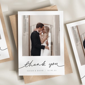 Biglietto di ringraziamento per matrimonio minimalista, biglietto di ringraziamento con foto, biglietto di ringraziamento per matrimonio piegato, biglietto di ringraziamento, biglietto di nozze semplice con foto