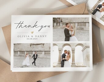 Folded Wedding Thank You Card, Wedding Thank You Cards With Photo, Postcard Wedding Thank You, Thank You Card, Simple Wedding Card Photo