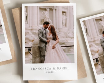 Postcard Thank You Cards With Photo, Wedding Thank You Card, Folded Wedding Thank You, Thank You Card, Simple Wedding Card With Photo