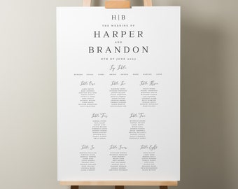 Modern Wedding Table Plan, Personalised Seating Plan, Simple Table Plan, Modern Simple Find Your Seat Sign, Wedding Décor A1 'Harper'