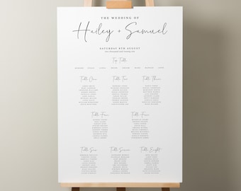 Simple Modern Wedding Table Plan, Personalised Modern Seating Plan, Find Your Seat Sign, Minimalist Plan, Modern Wedding Décor A1 'Hailey'