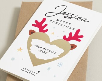 Scratch To Reveal Christmas Card, Create Your Own Card, Card For Him, For Her, Personalised Create Your Own Christmas Card, Surprise Gift