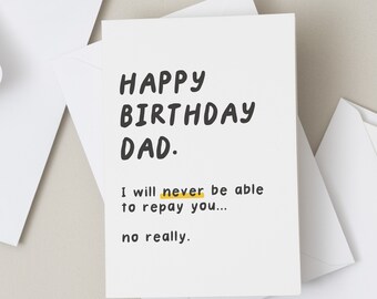 Dad Birthday Card, Funny Birthday Card For Him, Joke Birthday Gift For Dad, Card From Daughter, Rude Card For Dad, To The Best Dad