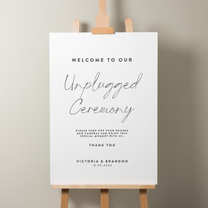 Modern Unplugged Ceremony Wedding Sign, Calligraphy Welcome Unplugged Sign, Ceremony Welcome Sign, Elegant Wedding Sign 'Victoria'