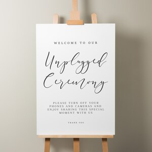 Elegant Modern Wedding Unplugged Ceremony Welcome Sign, Simple Wedding Sign, Minimalistic Wedding Welcome Sign, Wedding Stationery 'Harper'