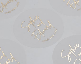 Gold Rose Silver and Copper Foil Foil Wedding Stickers Foil Transparent Stickers Save the date stickers Calligraphy Wedding Labels D24