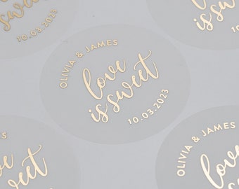 Gold Rose Silver and Copper Foil Foil Wedding Stickers Foil Transparent Stickers Save the date stickers Calligraphy Wedding Labels D24