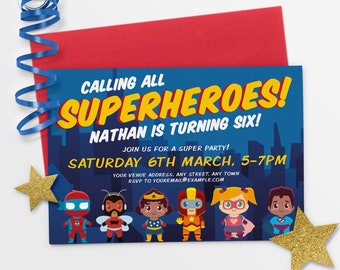 superhero invitation etsy