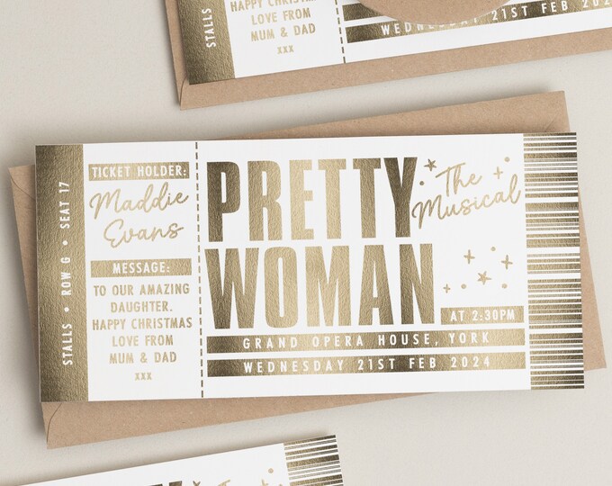 You're Going To See Pretty Woman, Theatre Ticket, Personalised Musical Ticket, Surprise Broadway Ticket, Scratch To Reveal, Memorabilia