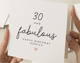 Personalised 30th Birthday Card For Daughter, 30 and Fabulous Birthday Card For Her, Sister Birthday Gift, Any Age 21st, 30th, 40th, 50th