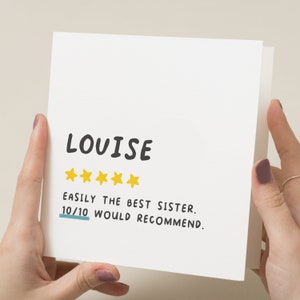 Personalised Sister Birthday Card, Happy Birthday Sister Card, Best  Sister Birthday Gift For Her, Birthday Card To Sister