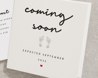 Coming Soon Pregnancy Card, Personalised Expecting Baby Pregnancy Card, Baby Announcement Pregnancy Card PG015