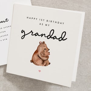 Happy 1st Birthday As My Grandad, Bear Birthday Card, Cute Birthday Card For Grandad From Baby, First Birthday Card, 1st Birthday BC859