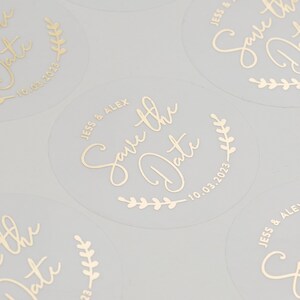 Foil Save The Date, Stickers, Envelope Stickers, Save The Date Stickers, Real Foil, Calligraphy Stickers, Personalised, 51mm, ST040