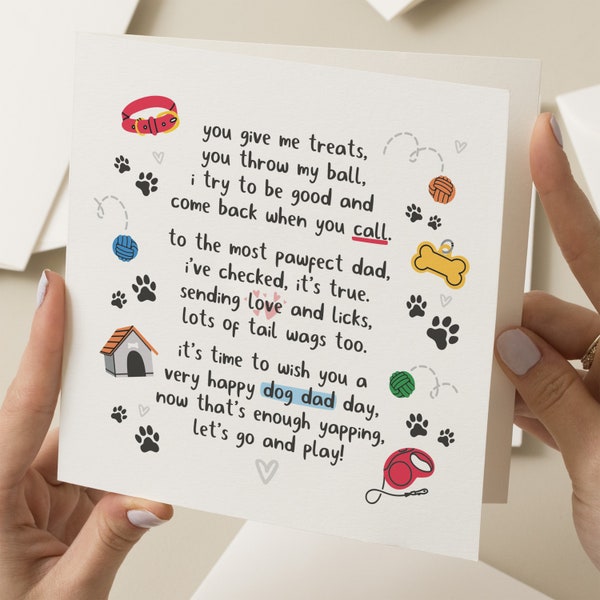 Tarjeta del día de los padres del perro, tarjeta de papá perro para él, feliz día de los padres, al mejor papá perro, tarjeta de padre de perro, tarjeta de papá perro, regalo del perro