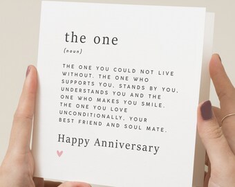 Anniversary Poem Card For Husband, Boyfriend Anniversary Card, The One Soulmate Card, Girlfriend Anniversary Card, Anniversary Gift For Him