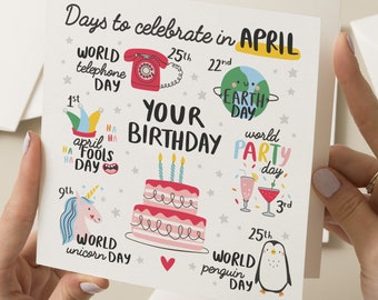 April Birthday Card, Cute Birthday Card For Her, Special Birthday Gift, For Friend, Birthday Gift For Him, Birthday Month Card, Simple Card