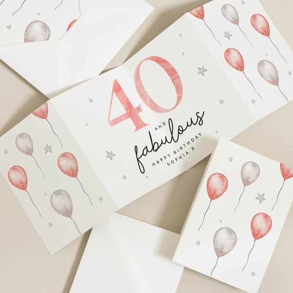 40th Birthday Card For Friend, 40 And Fabulous Card, Personalised 40th Birthday Card For Her, fortieth Birthday Card , For Wife