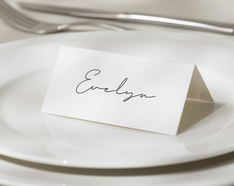 Calligraphy Place Cards, Simple Wedding Place Names, Table Name Cards, Minimalist Place Settings, Placecards, Include Guest Names 'Olivia'