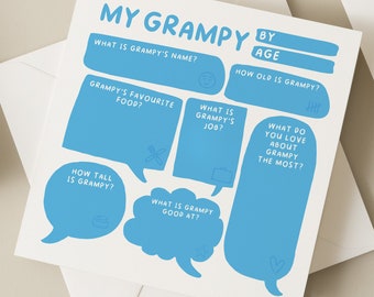 Grampy Birthday Card, Grandad Birthday Card, Happy Birthday Card, Grandad Birthday Gift, Birthday Card For Grandad, Fill In Blanks