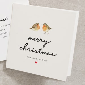 Robin Christmas Card for Him or Her, Personalised Christmas Card with Robins, Xmas Card for Couple, Boyfriend and Girlfriend Card CC236
