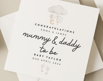 Mummy & Daddy To Be Card, Pregnancy Congratulations Card, New Parents To Be, Expecting A Baby, Cute Baby shower Card For Friend