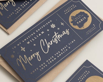 Personalised Christmas Gold Foil Scratch Gift Voucher, Gold Foil Scratch Voucher, Christmas Gift, Scratch To Reveal, Gift Experience Ticket