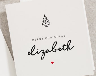 Gepersonaliseerde kerstkaart, vrolijk kerstfeest met uw naam, eenvoudige kerstkaarten, typografie kerstkaart CC054