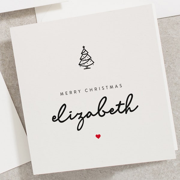 Personalised Christmas Card, Merry Christmas Your Name, Simple Christmas Cards, Typography Christmas Card CC054