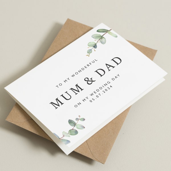 To My Mum And Dad On My Wedding Day Card, Personalised Wedding Card For Mum, For Dad, Wedding Day Card To Parents, Thank You Mum And Dad