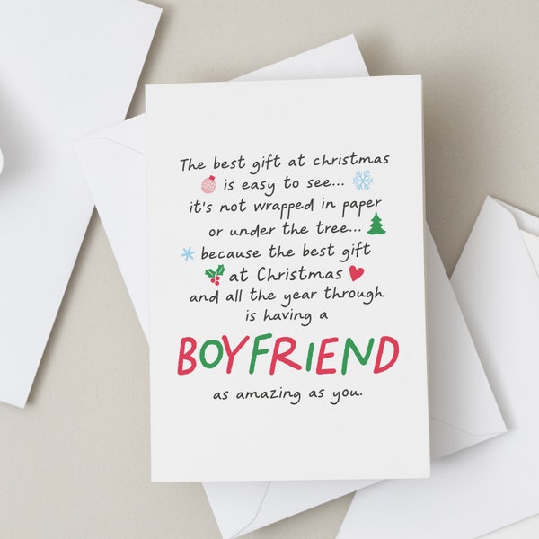 Boyfriend Christmas Card, Christmas Poem Card, Christmas Card For Boyfriend, Christmas Card For Him, Man Christmas Card, Special Card