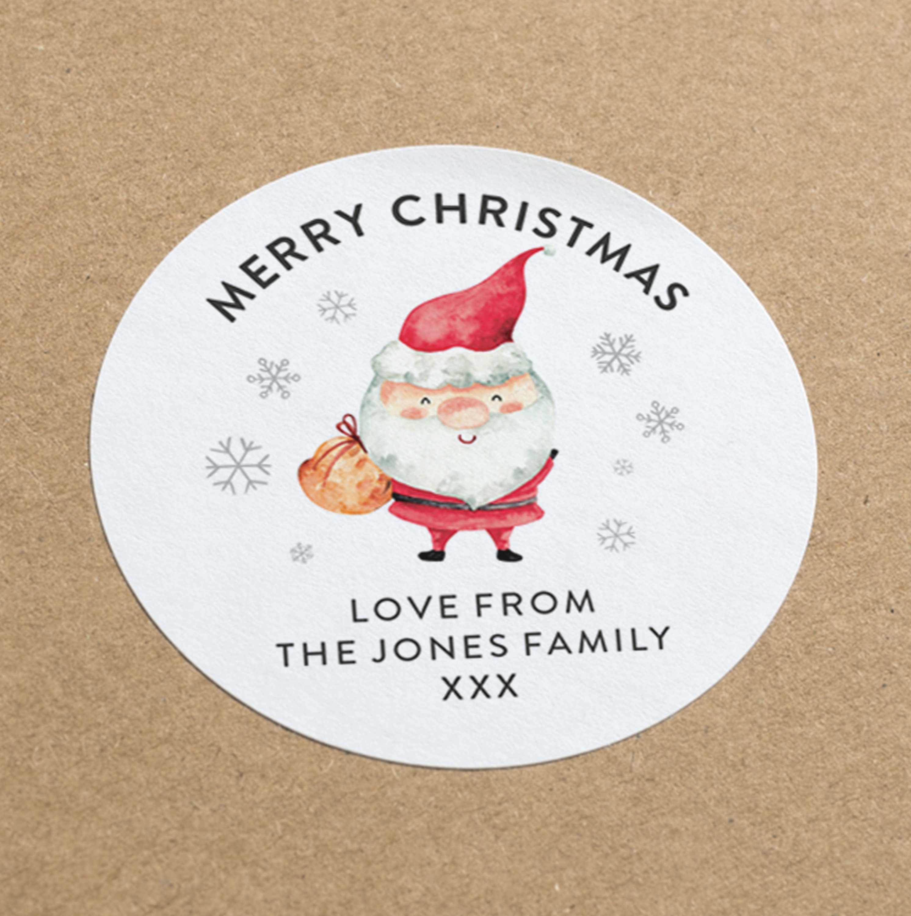 Santa Christmas Stickers, Personalised Christmas Gift Labels, Family Present Gift Tag Stickers, Merry Christmas Stickers 51mm ST135