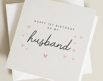 Carte d'anniversaire de mari, premier anniversaire en tant que mari, carte d'anniversaire romantique pour lui, carte d'anniversaire de nouveau mari, cadeau de joyeux anniversaire pour partenaire