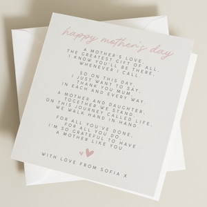 Poem Mothers Day Card For Mum, Personalised Mother's Day Poem Card, Happy Mothers Day Card, Personalised Mothers Day Gift