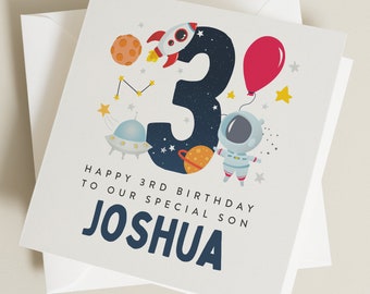 Personalised 3rd Birthday Card For Son, Happy 3rd Birthday Card, Son 3rd Birthday Card, Third Birthday Card For Son, Birthday Card BC1255