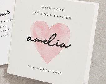 Cute Baptism Card For Daughter, Personalised Baptism Card, Baptism Card For Niece, Granddaughter Baptism Card, Girl Baptism Card BT022