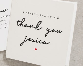 Personalised Big Thank You Card For Best Friend, Mum, Dad, Boyfreind, Girlfriend, Cute Friendship Thank You Card, Thankful Card TY034