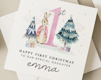 Personalised 1st Christmas Card Daughter, Special Little Girl Card, First Christmas Card for Daughter, Christmas Gift, Baby Girl Christmas