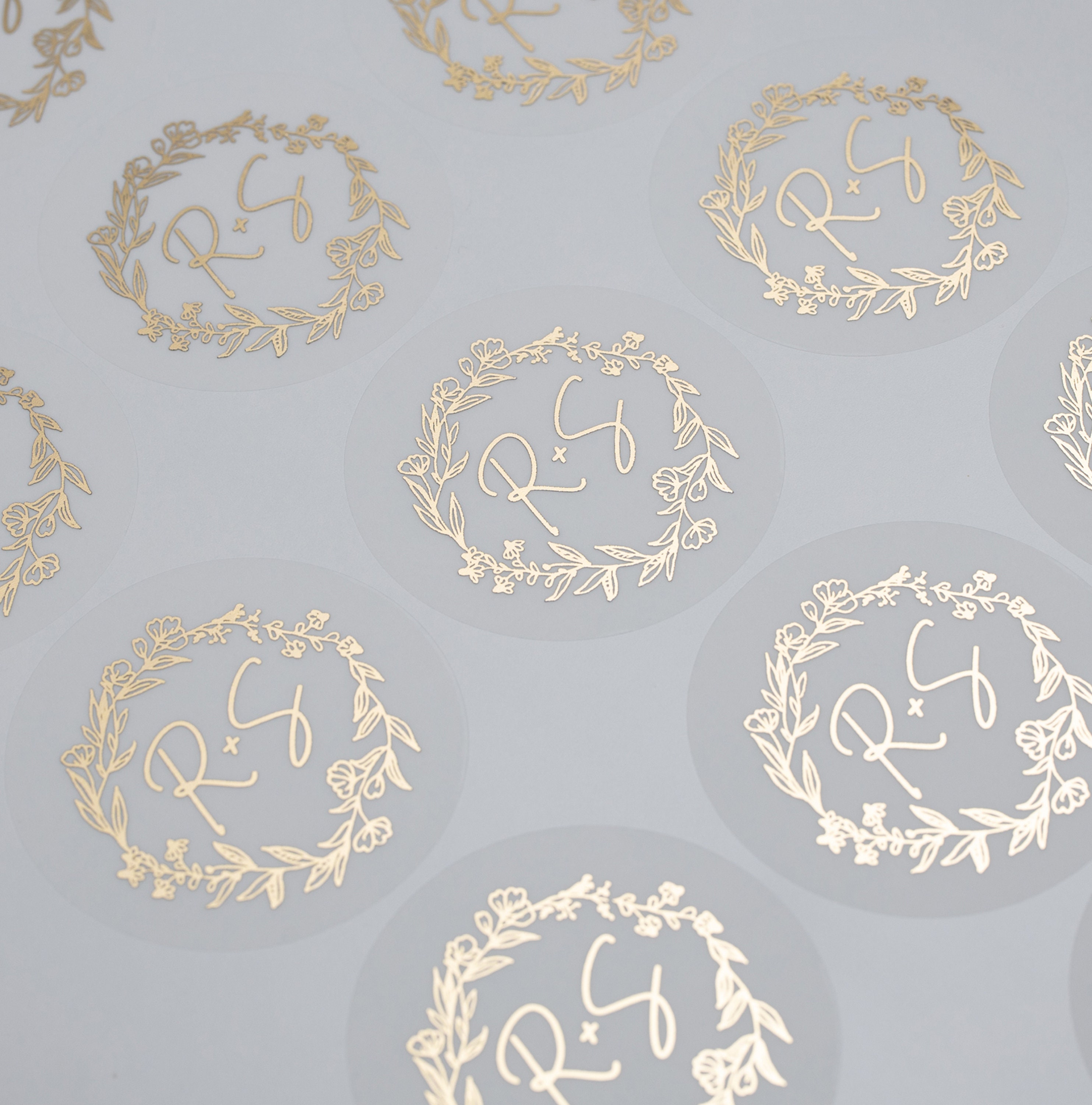  Initials Wedding Sticker with Gold Foil on Clear Transparent Wedding  Invitation Seals (#274-CF) : Handmade Products
