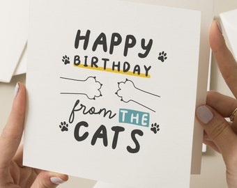 Cat Birthday Card, Birthday Card From The Cat, Cat Mum, Cat Dad, Pet Lover Card, Cat Parent Birthday Card, Happy Birthday Card From Cat